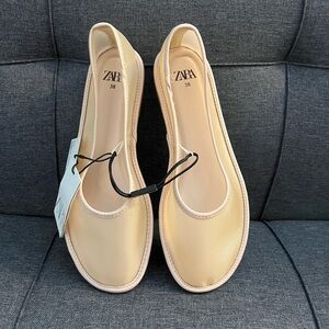 NWT Zara Beige Nude Mesh Flats 38 👡 3527/310